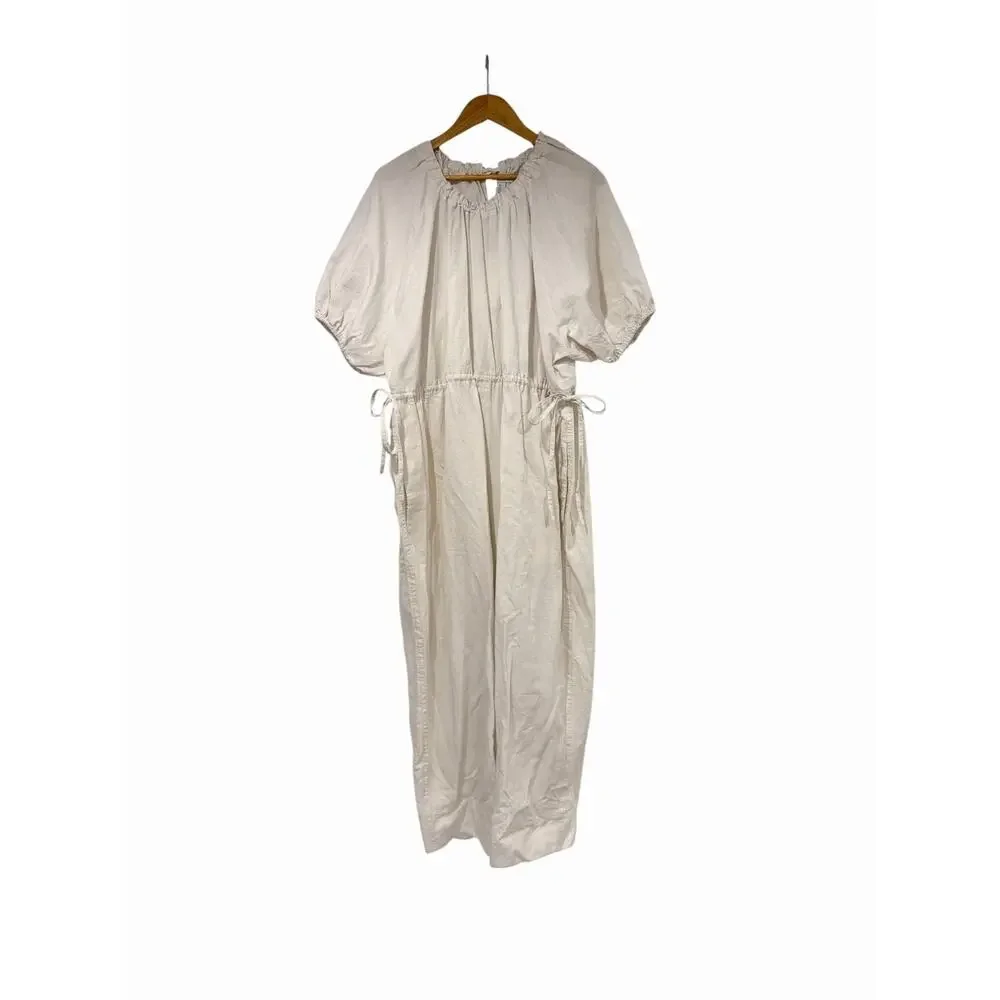 COS Puff-Sleeve Linen Blend Oversized Wide Leg Jumpsuit Large NWT